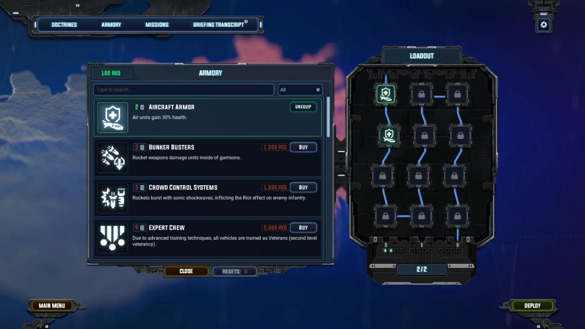Tempest Rising Upgrade Tree