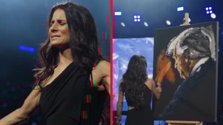 Vanessa Horabuena painting trump at pennsylvania liberty ball