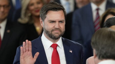 JD Vance being sworn in as vice president at the US Capitol