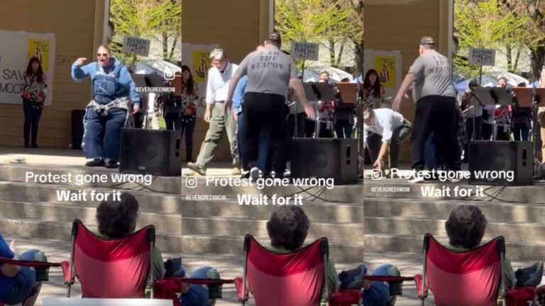 Heckler at Washington ‘Hands Off!” Protest Gets Whacked in Face With ‘The Weapon’: ‘You Don’t Like Hands Off, Ok Now We Doing Hands On!’ Heckler at Washington 'Hands Off!" Protest Gets Whacked With 'The Weapon': 'You Don't Like Hands Off, Ok Now We Doing Hands On!'