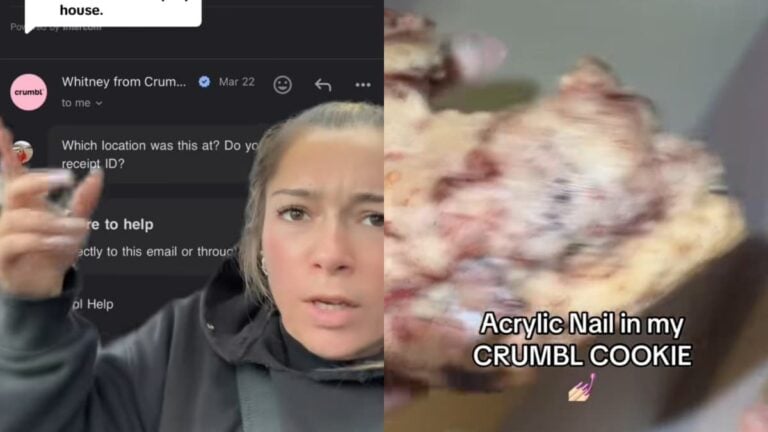 Connecticut Woman Finds Acrylic Nail in Her Crumbl Cookie: ‘Crumbl Silent Now’ A picture of Connecticut woman with a Crumbl cookie.