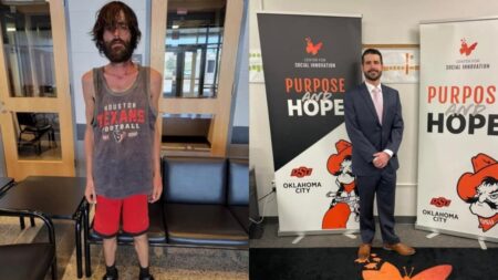 Drug Addict Starts a New Life in Oklahoma City: ‘So Glad He Made It Out of Texas’ A picture of drug addict before and after.
