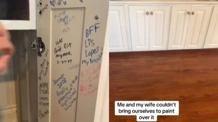 Tennessee Man Finds Heartwarming Surprise at New Home: ‘This Has Brought Tears to My Eyes’ A picture of cabinets taken by Tennessee man.