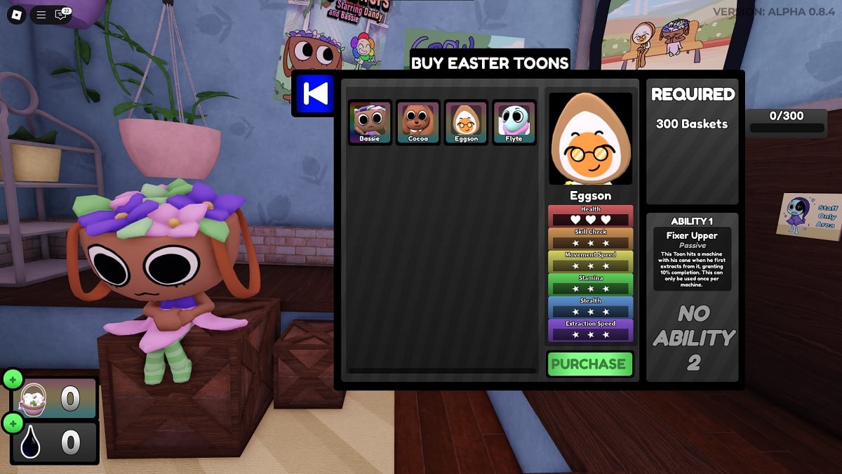 eggson, a playable toon character from the easter event in roblox dandy's world