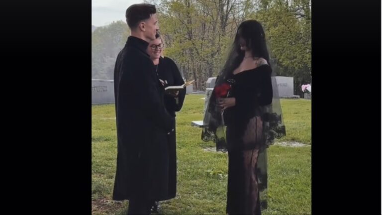 Couple get married in a cemetery