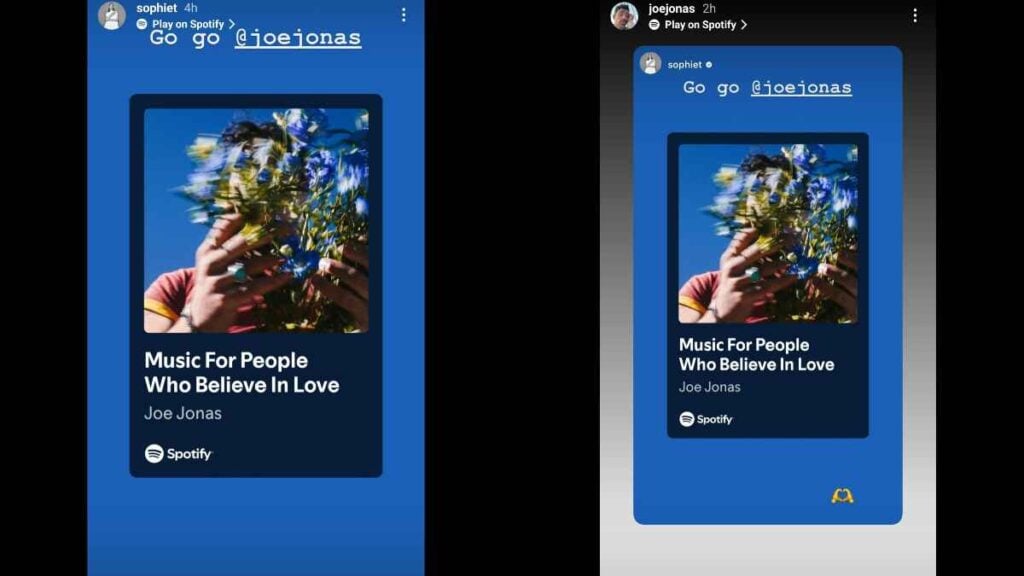 Joe Jonas and Sophie Turner Instagram interaction