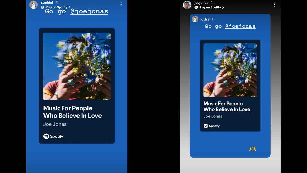 Joe Jonas and Sophie Turner Instagram interaction