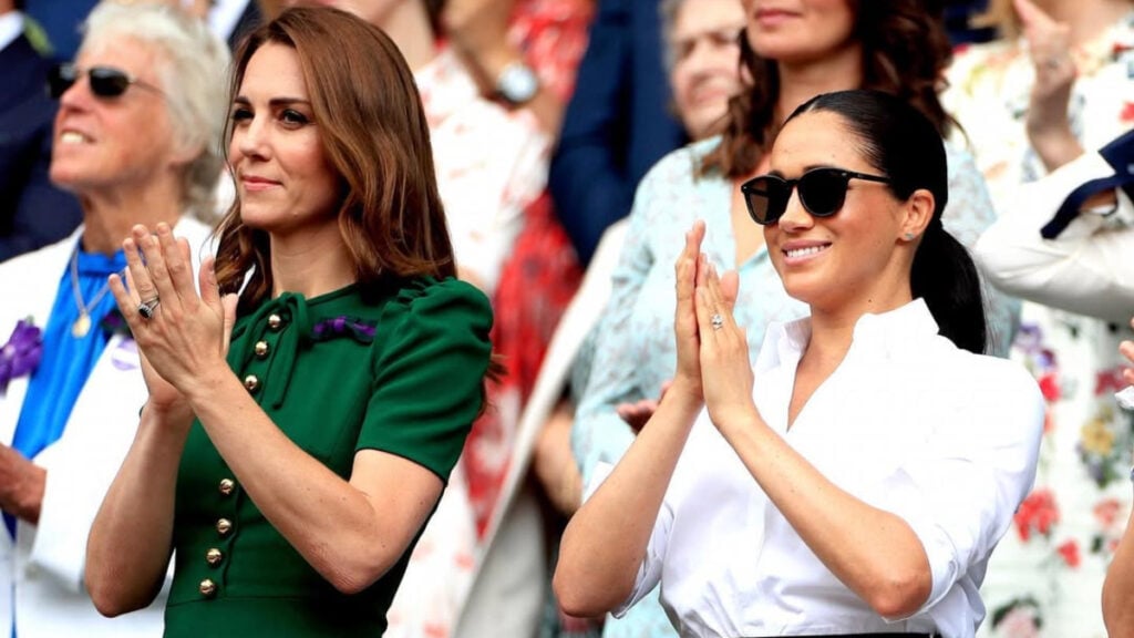 Kate Middleton and Meghan Markle attend Ladies singles Wimbledon finals 2019.