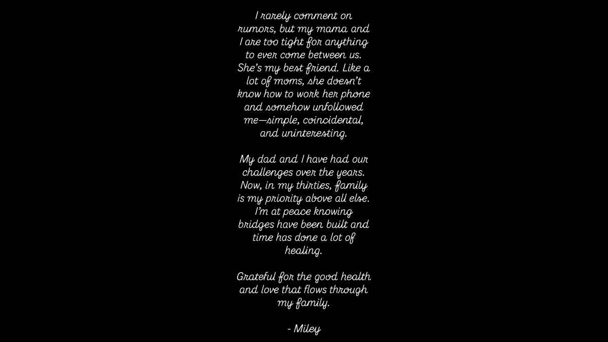 Miley Cyrus Instagram Story