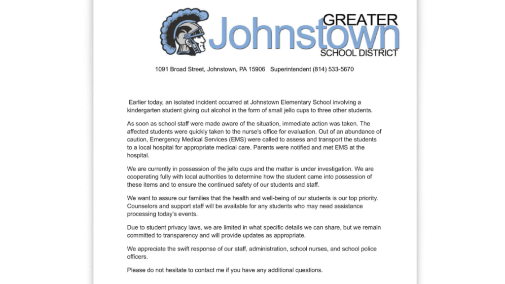 Pennsylvania Kindergartener Hands Out Jello Shots to Classmates