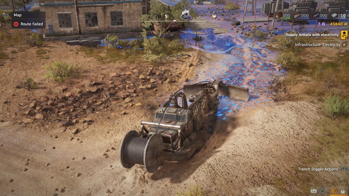 A vehicle laying down cables