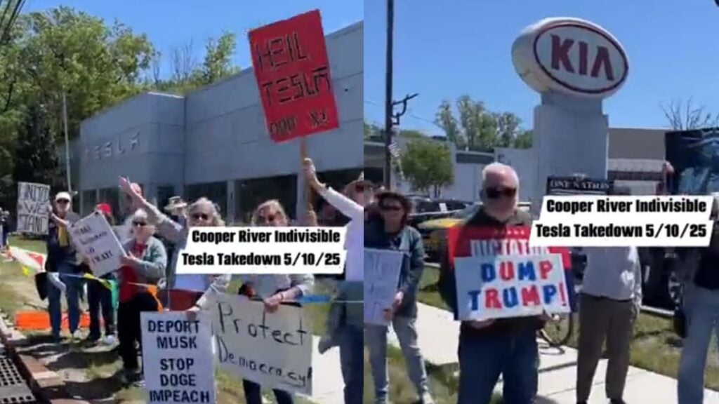 New Jersey Tesla Protest Gathers Over 400 People: ‘Elon Musk Should Be Fired’ A picture of the New Jersey Tesla protest.