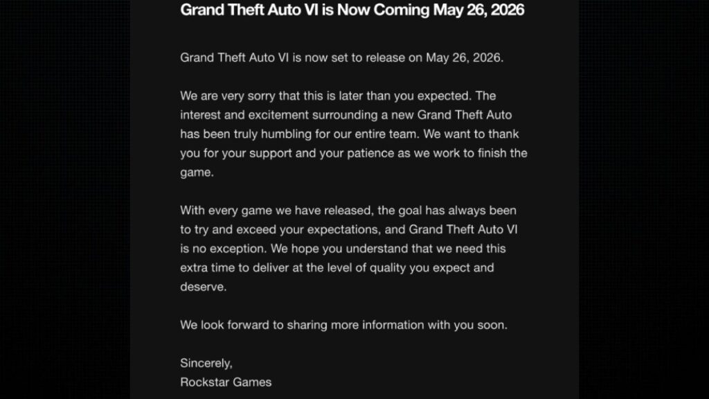 gta 6 delayed release date