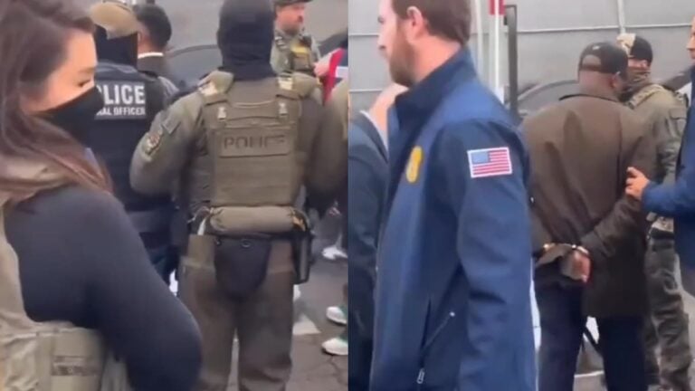 A picture of the New Jersey mayor getting arrested.