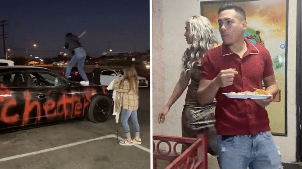 Chill California Man Eats Mexican Food With Date While Crazy Ex-Girlfriend Smashes New Car: ‘When You Got A1 Insurance and Know a Great Lawyer’ Chill California Man Eats Mexican Food With Date While Crazy Ex-Girlfriend Smashes Up New Car-