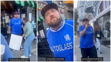 Drunk California Male Karen Gets Aggressive Because a Protestor's Sign Touches His Leg