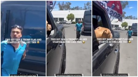 Enraged California Amazon Driver Loses It Over a Trump Flag