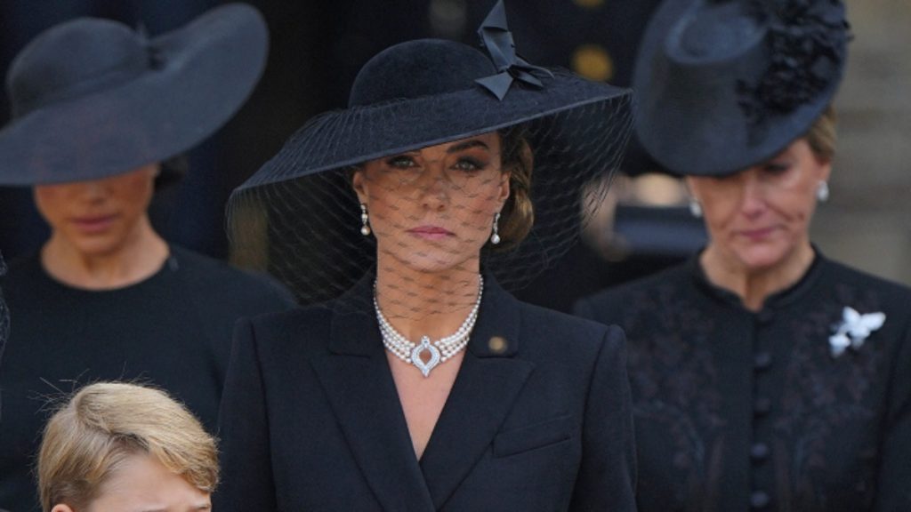 Meghan Markle, Kate Middleton, and Sophie, Duchess of Edinburgh at Queen Elizbeth's funeral.