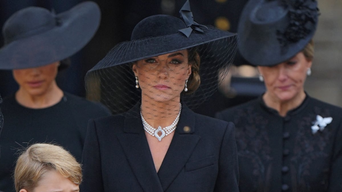Meghan Markle, Kate Middleton, and Sophie, Duchess of Edinburgh at Queen Elizbeth's funeral.