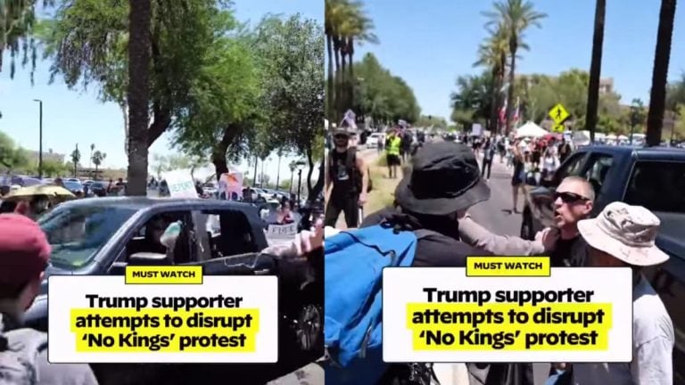 Unhinged Trump Supporter in Arizona Shouts Slurs and Gets Arrested After Throwing Water at Protesters: ‘Pathetic Loser’ A picture of the Arizona Trump supporter.