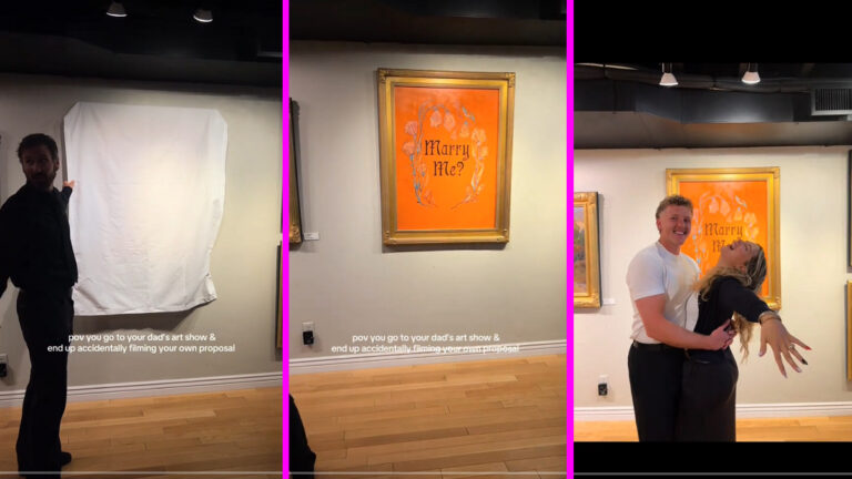 a utah father reveals an art piece for his daughter, revealing its a marry me proposal by her boyfriend