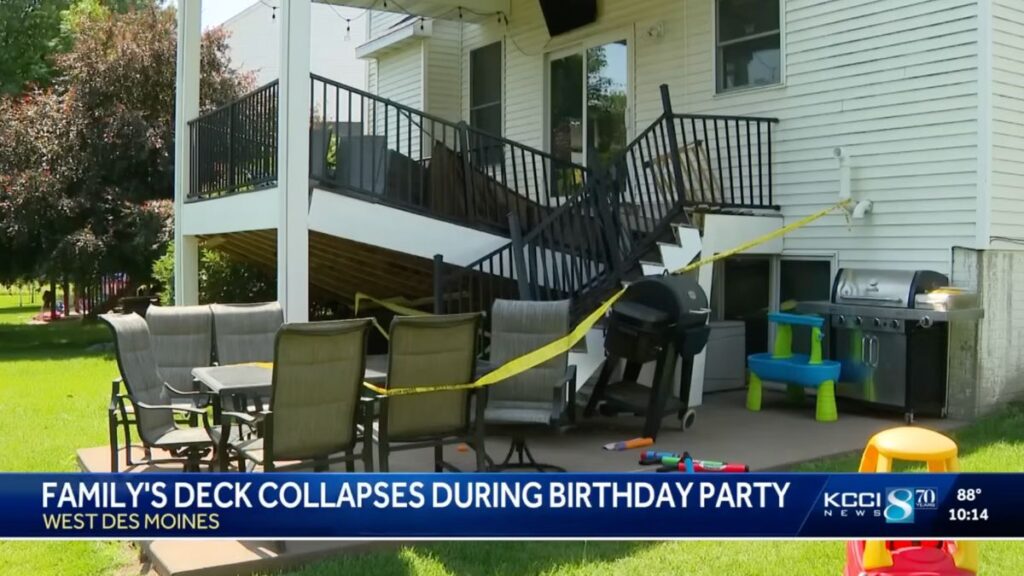 Deck collapses at kid's birthday