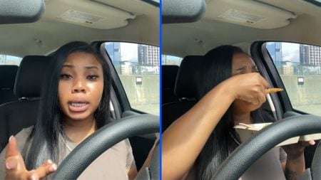 florida tiktoker imoniceline in her car eating a kids meal