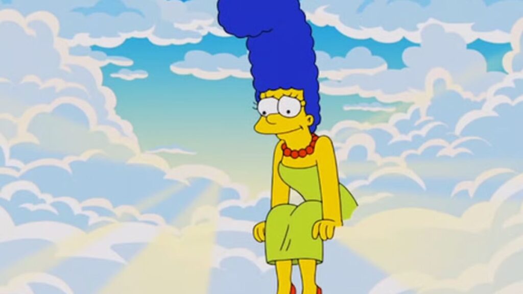 Marge Simpson sitting on a cloud