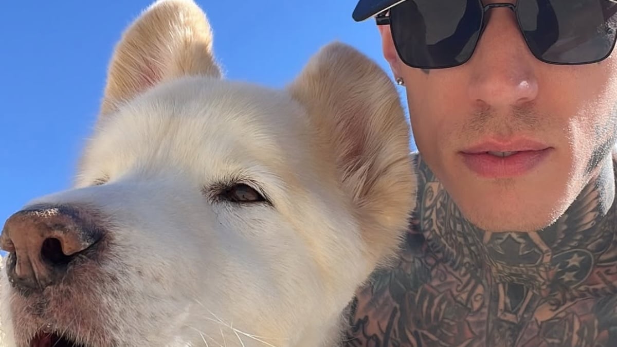 Trace Cyrus and dog