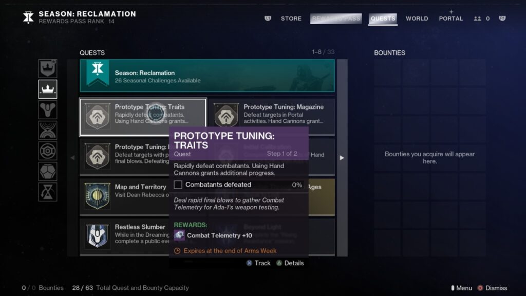 Arms Week Quest List