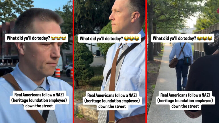 Heritage Foundation Nazi Confronted by Protestors in Washington DC, ‘Expose Them’ Heritage Foundation Nazi Confronted by Protestors in Washington DC, ‘One of the Most Smug SOBs on the Street’