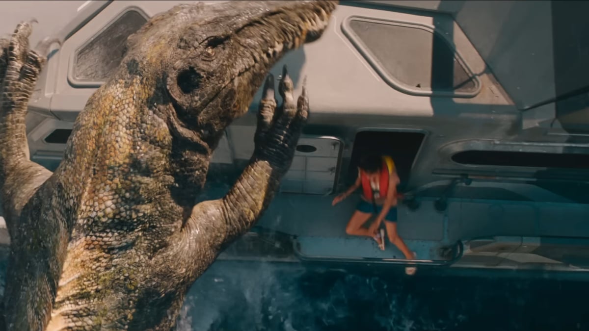 A Spinosaurus on a boat