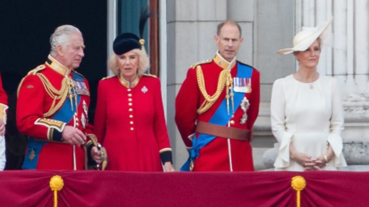 Prince Edward and Duchess Sophie Stand with King Charles and Queen Camilla during the "Trooping the Colour 2023.