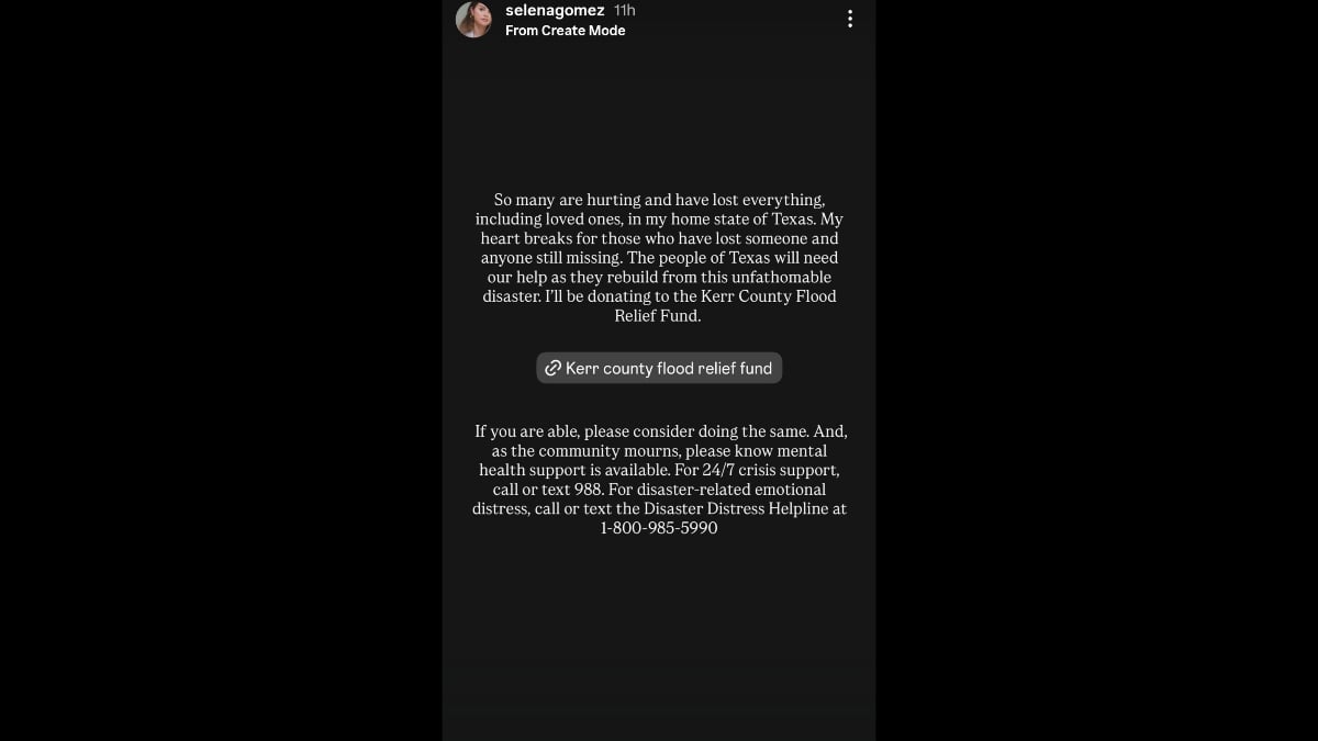 Selena Gomez Instagram Story