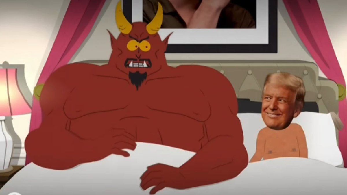 South Park targets Donald Trump in savage episode showing gay romance with Satan.