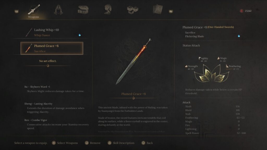 Plumed Grace Sword