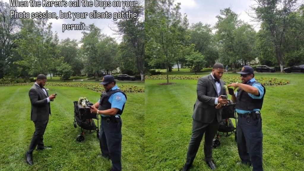 Triggered Maryland Karen Calls Cops on Black Couple’s Wedding Photoshoot and Gets Embarrassed: ‘Imagine Being So Miserable’ A picture of the Maryland husband and officer.