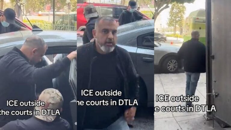 ICE Agent Scrambles After He Is Asked for Badge Number and Someone Throws Water on Him in LA: ‘Somebody Tried To Melt ICE With Water’