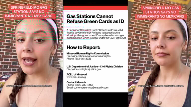 TikTok influencer discusses Maverik gas station that is refusing Green Cards as ID.