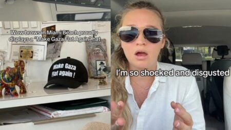 Disgusting Florida Salon Displays Hateful ‘Make Gaza Flat Again’ Hat: ‘The Level of Cruelty Is Insane’ A picture of the Florida salon.