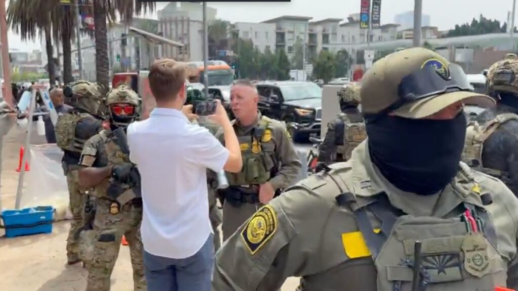 Border Patrol Crashes California Newsom’s Press Event, Social Media Blasts Them As ‘Masked Cowards’ Border Patrol shows up at Newsom event