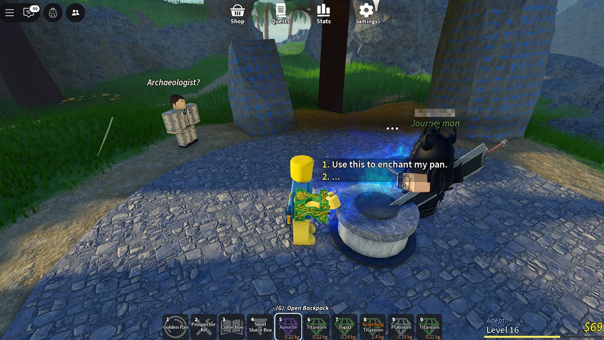 How to Enchant Pans in Roblox Prospecting!