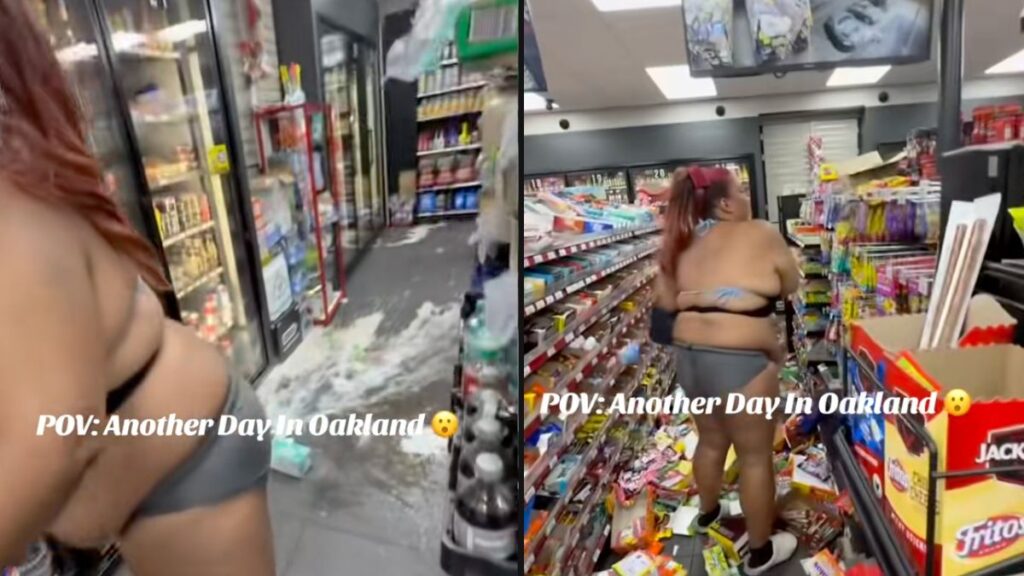 Woman wrecks store in California