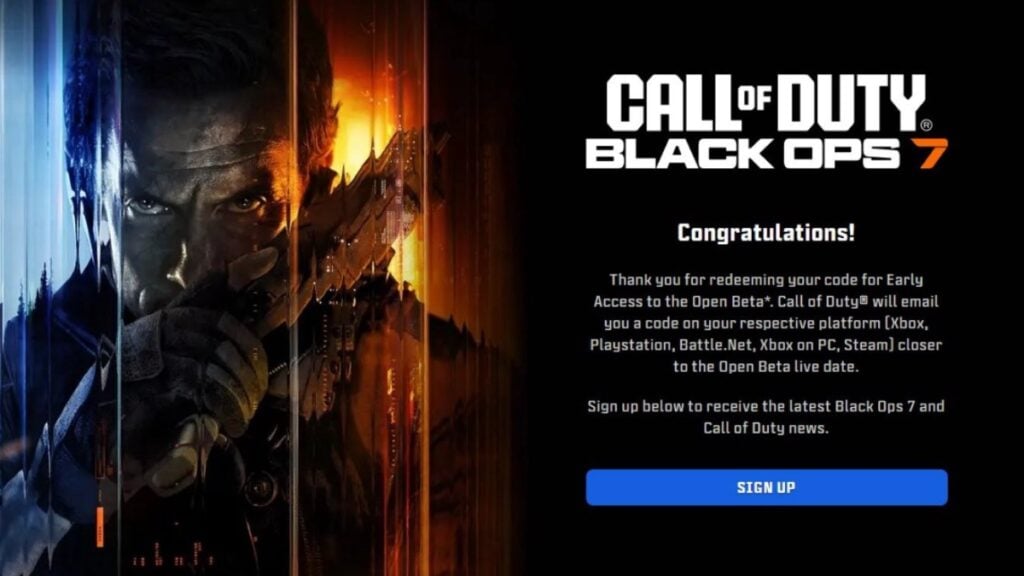 BO7 Beta codes redeem page