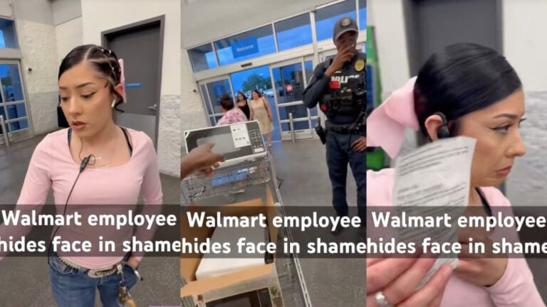 Screenshots of a New Mexico Walmart Employee falsely accusing a man of stealing.