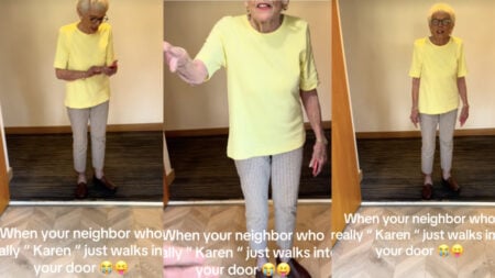 Screenshots of a Utah senior on the HOA board walking uninvited into her neighbor's home.