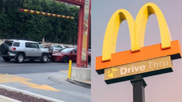 California Tesla Driver Throws Tantrum In McDonald’s Drive-Thru During ‘Middle School’ Shoving Match: ‘Did He Ever Get Back In His Car?’ California men fight in McDonald's drive-thru