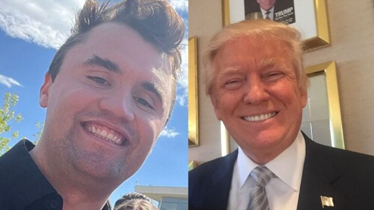 Trump Labeled ‘Sociopath’ for Bragging About Ballroom Instead of Honoring Charlie Kirk Charlie Kirk and Donald Trump selfies