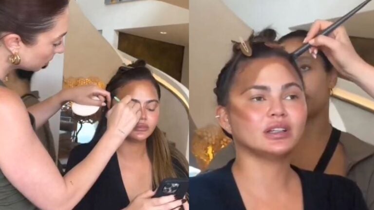 Chrissy Teigen's makeup session
