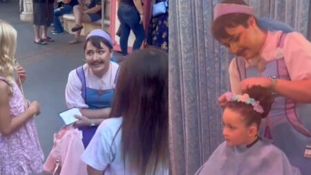 Disney Princess greeter with a mustache